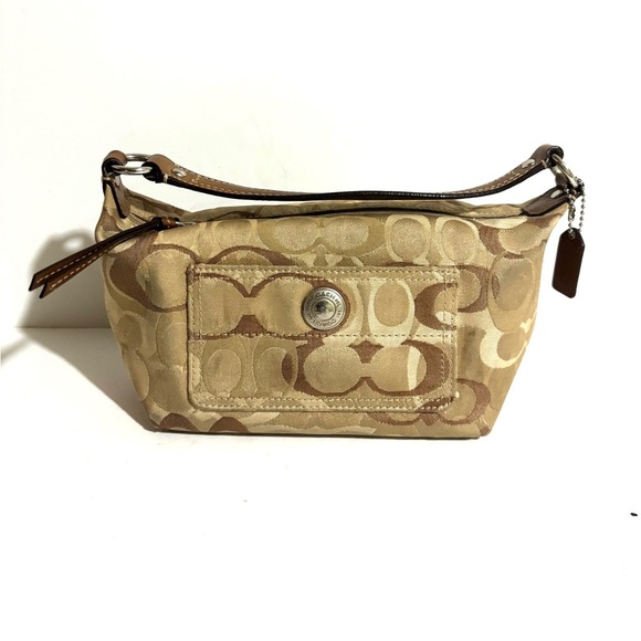 Coach Tan and Brown Shoulder Bag with Signature Monogram - Picture 1 of 6